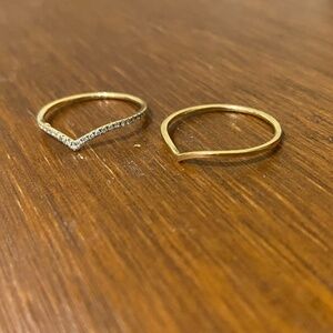 Mejuri Wishbone Stacker Rings - Size 7 - 14k gold and diamond
